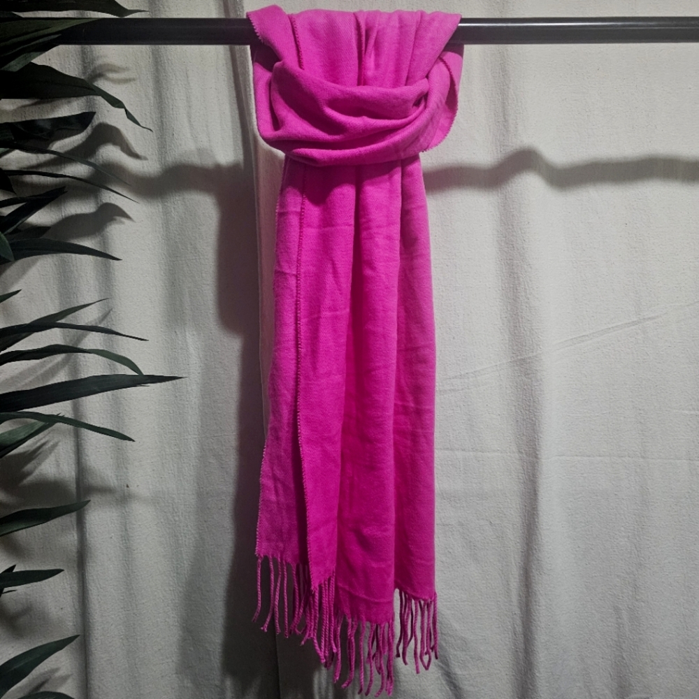 Italy Design Pink Cashmere Fringe Scarf